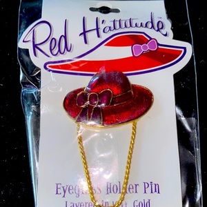 NEW Red hat society eyeglass holder pin